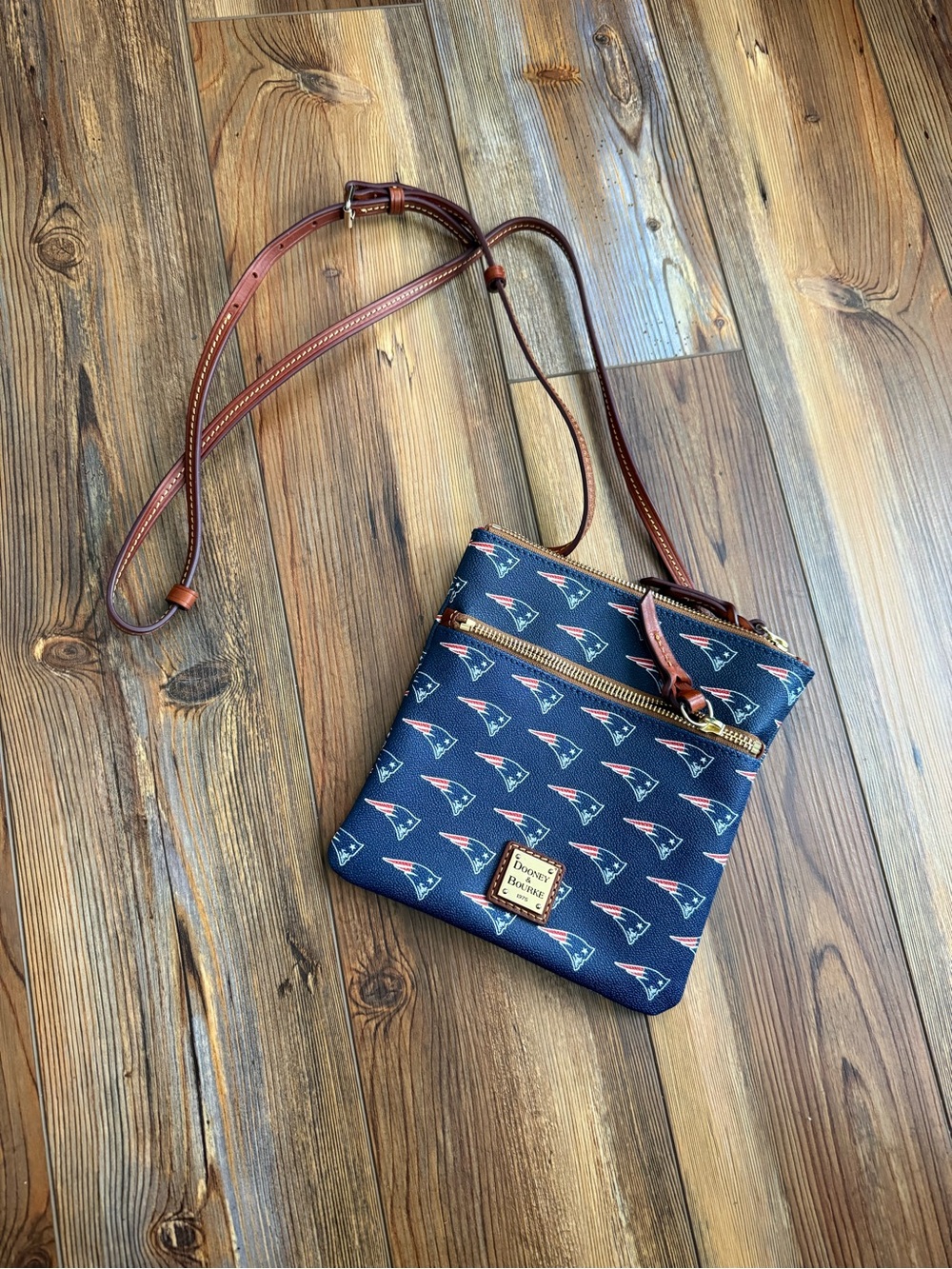 Dooney & Bourke Navy & Brown Patriots Crossbody Bag